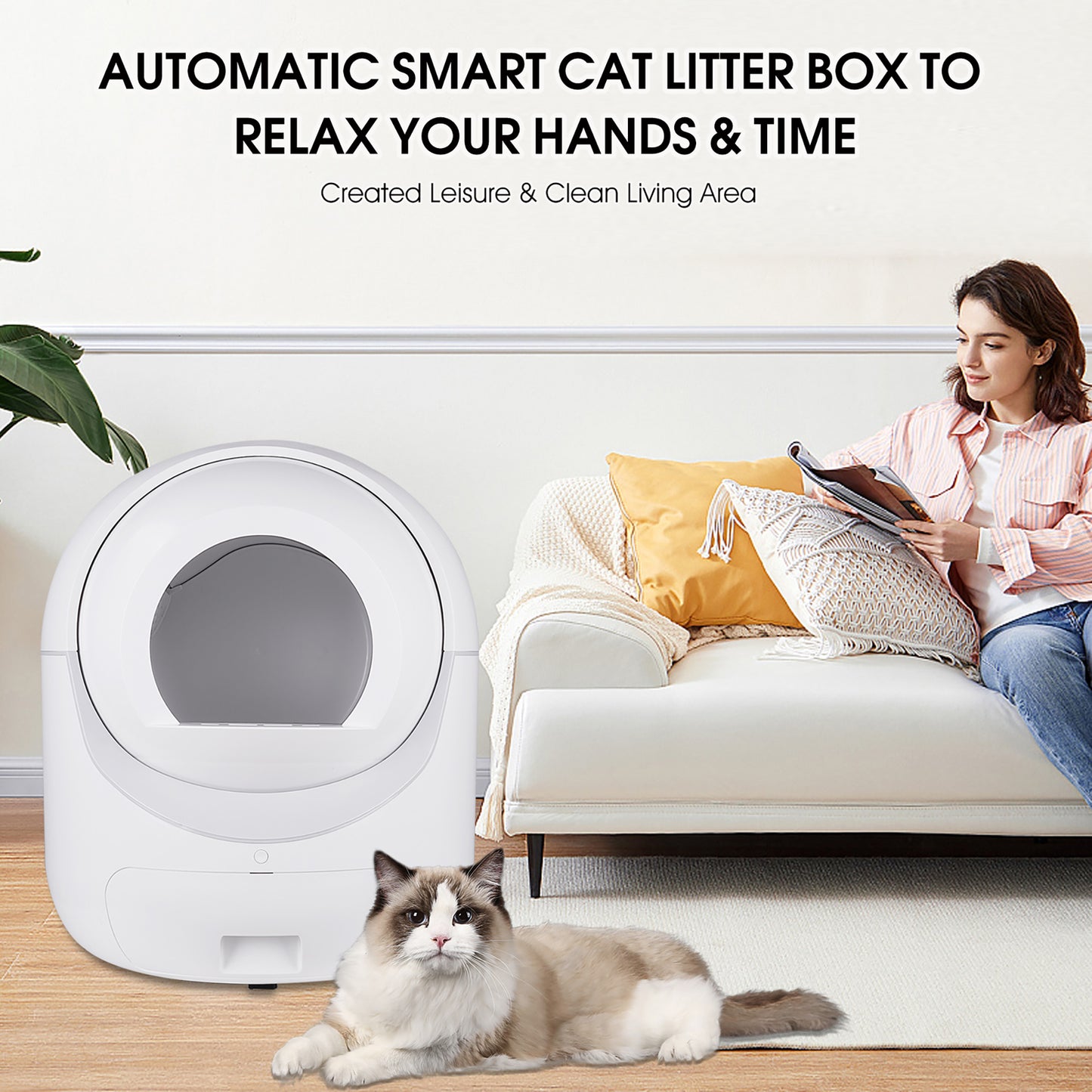 Smart Cat Litter Box w/ Automatic Scooping and Odor Removal