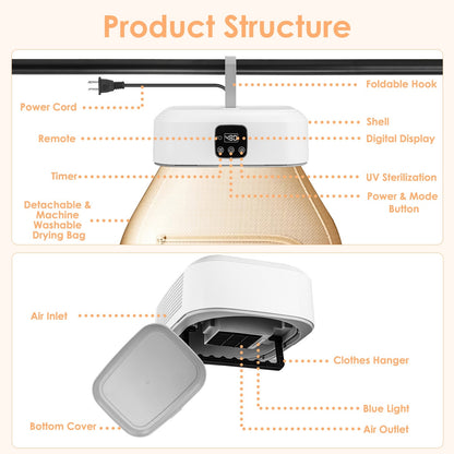 Portable Mini Clothes Dryer with Timer UV Sterilization