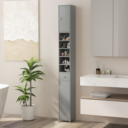 Freestanding Slim Bathroom Cabinet with Drawer and Adjustable Shelves