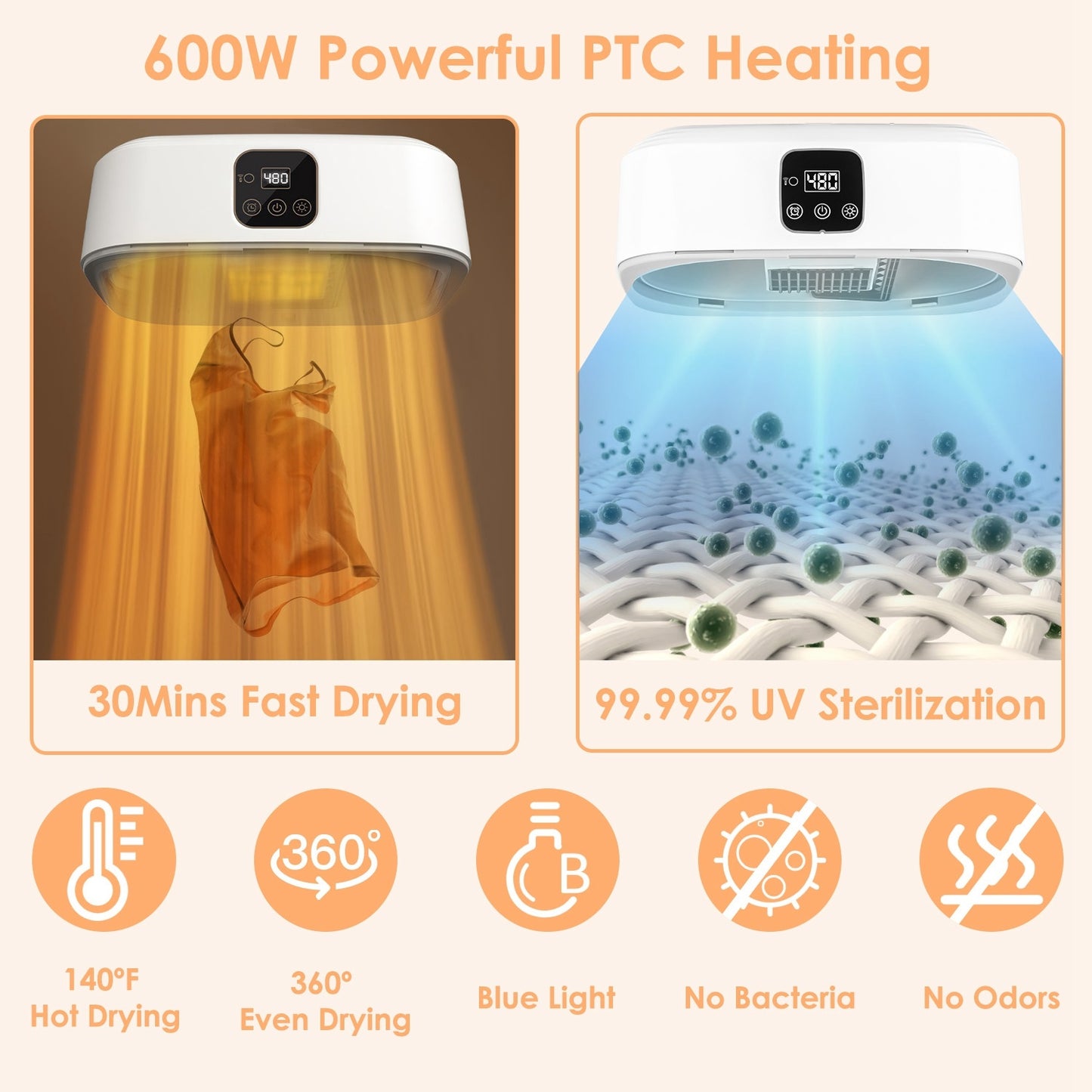 Portable Mini Clothes Dryer with Timer UV Sterilization
