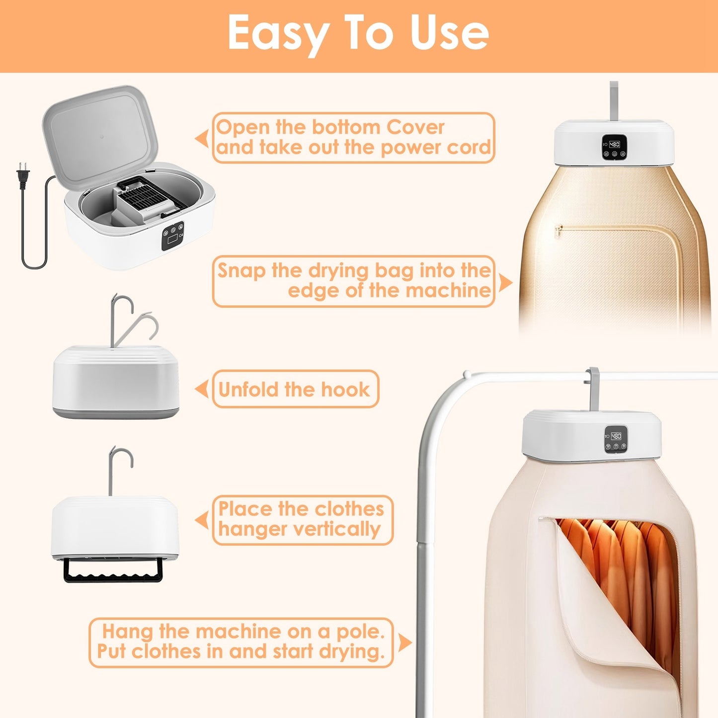 Portable Mini Clothes Dryer with Timer UV Sterilization