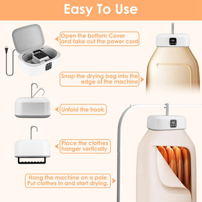 Portable Mini Clothes Dryer with Timer UV Sterilization