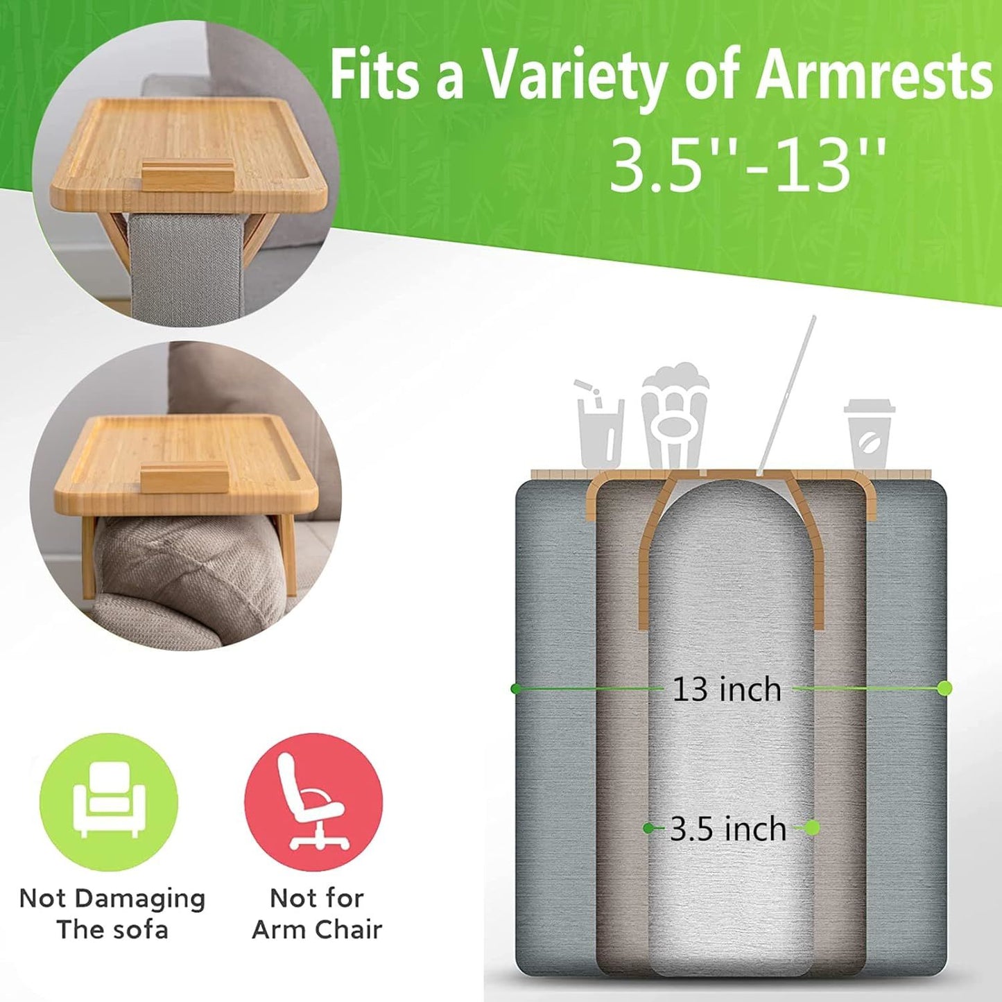 Bamboo Sofa Clip on Side Table