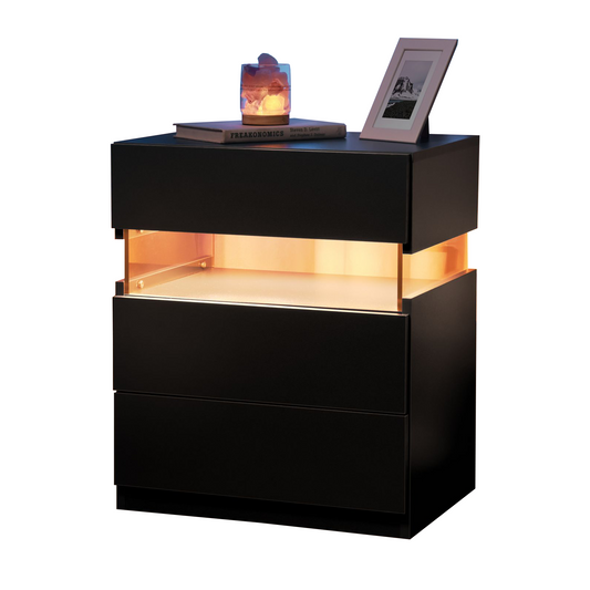 LED Nightstand 3 Drawer Dresser