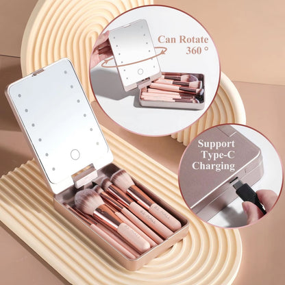 14pcs LED Light Mirror w/ Brushes Set