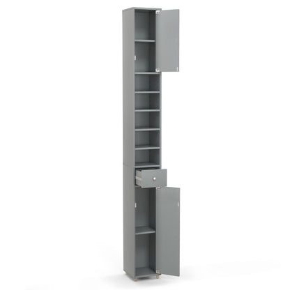 Freestanding Slim Bathroom Cabinet with Drawer and Adjustable Shelves